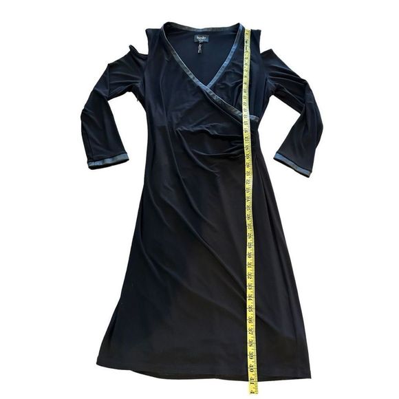 Laundry Women's Wrap Front Cold Sholder Long Sleeves Dress Black Size L - Picture 6 of 16